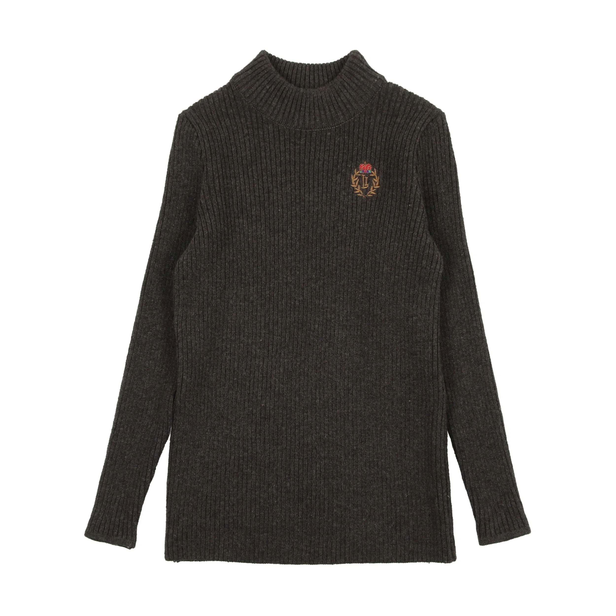 Analogie By Lil Legs Crest Knit Mockneck Grey