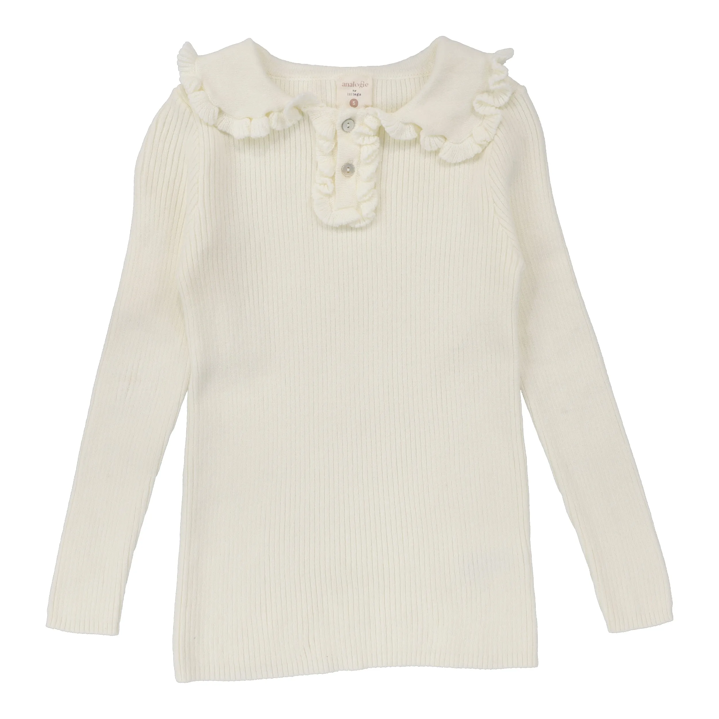 Analogie By Lil Legs Girls Knit Polo Cream