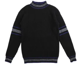 Belati Navy Mock Neck Sleeve Stripe Knit (BKN478)