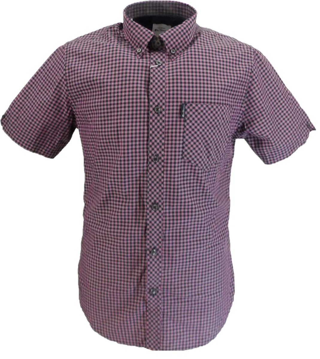 Ben Sherman Mens Violet Gingham Check Short Sleeved Shirts