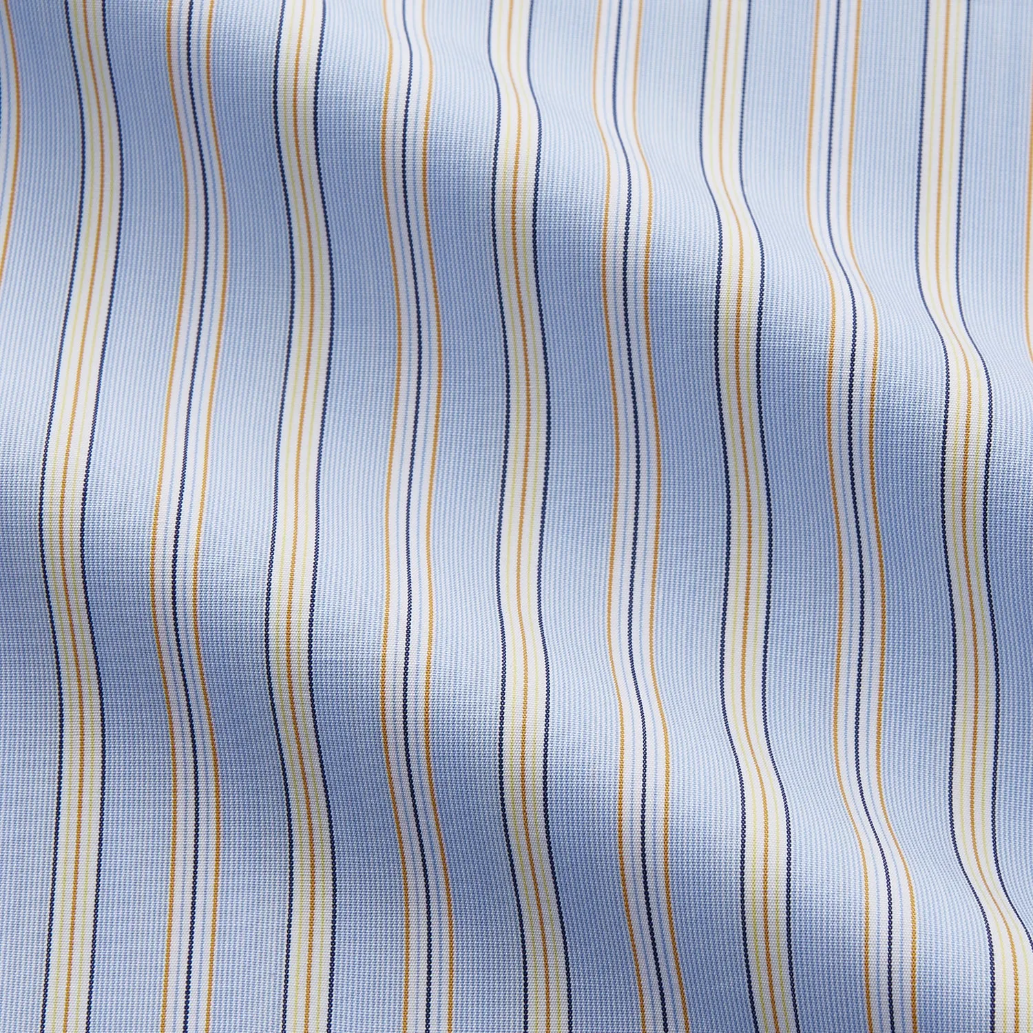 Blue and Yellow Multi Stripe Cotton Regular Fit Mayfair Shirt