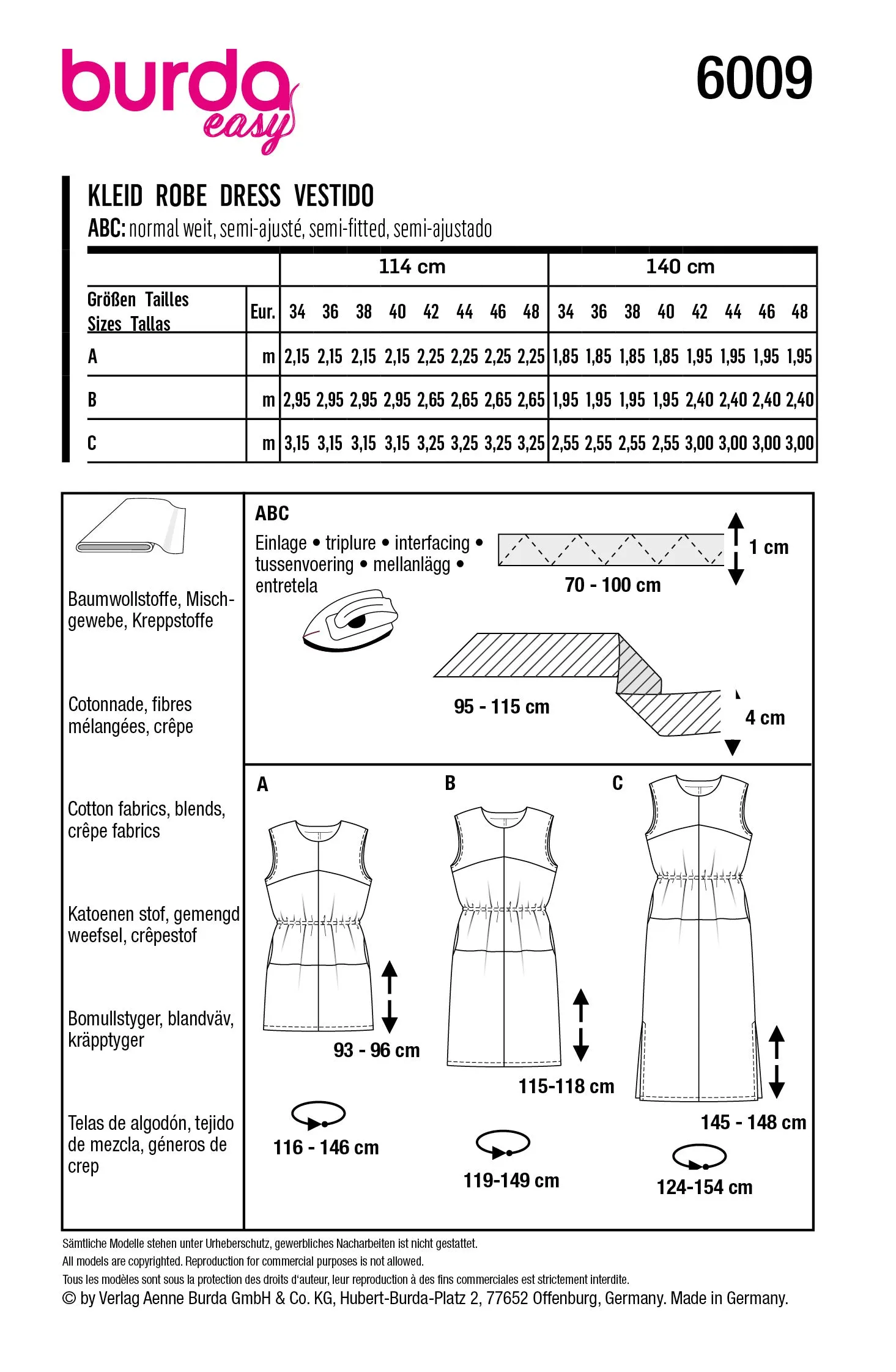 Burda Style Pattern 6009 EASY Dress