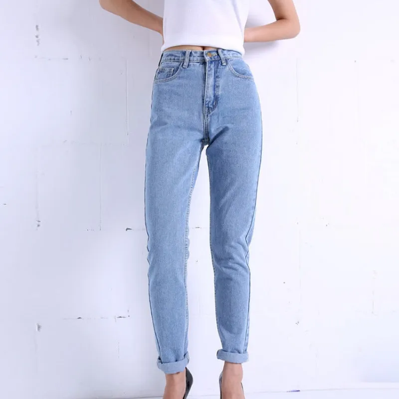 Chic High Waist Boyfriend Denim Jeans