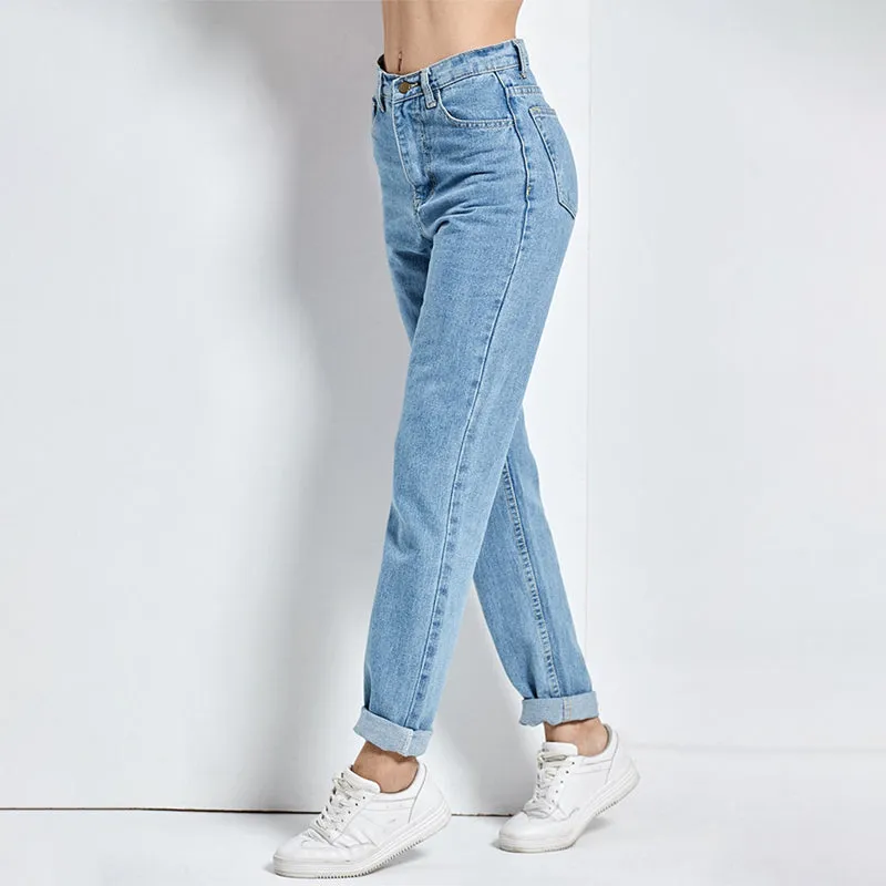 Chic High Waist Boyfriend Denim Jeans