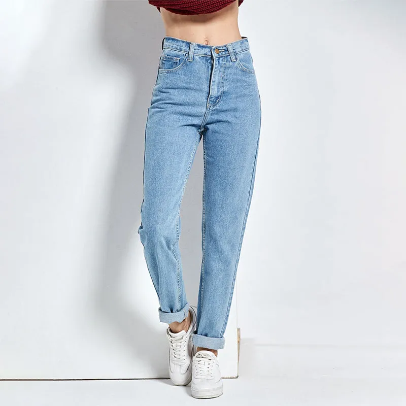 Chic High Waist Boyfriend Denim Jeans