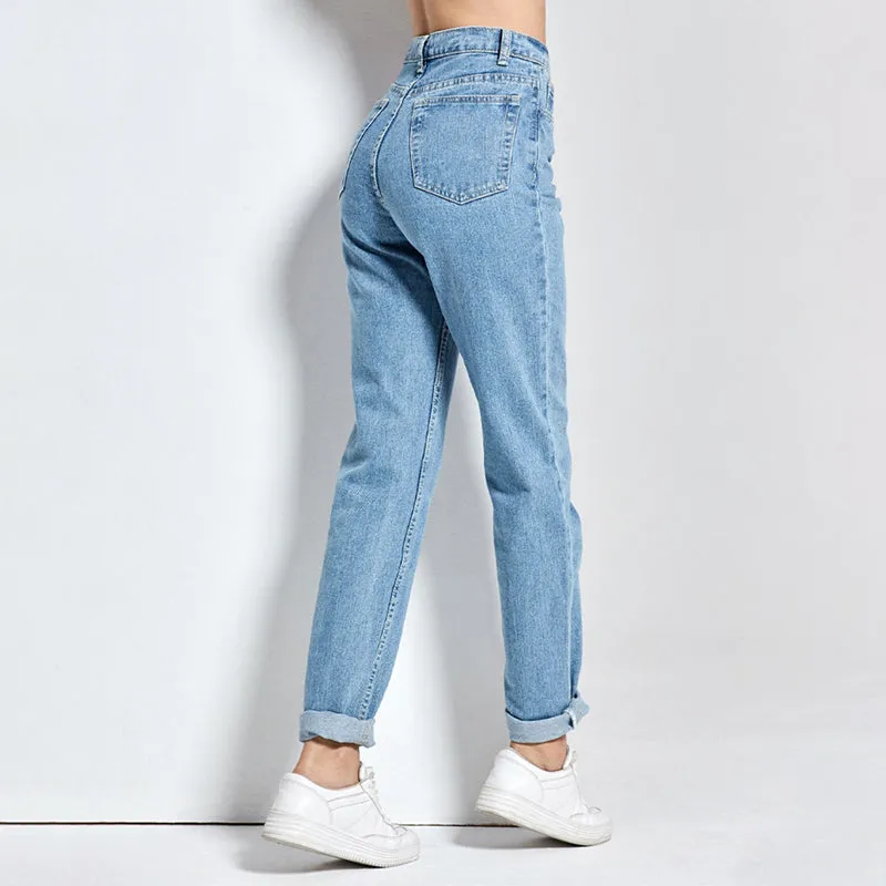 Chic High Waist Boyfriend Denim Jeans