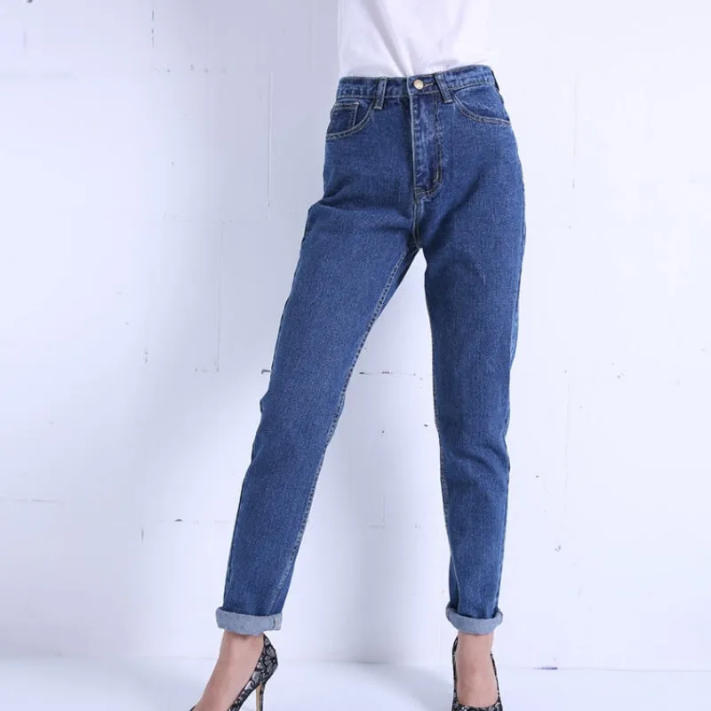 Chic High Waist Boyfriend Denim Jeans