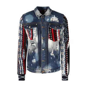 COOGI NATIVE BLUES (MIXED-MEDIA SWEATER PIECED) DENIM JACKET