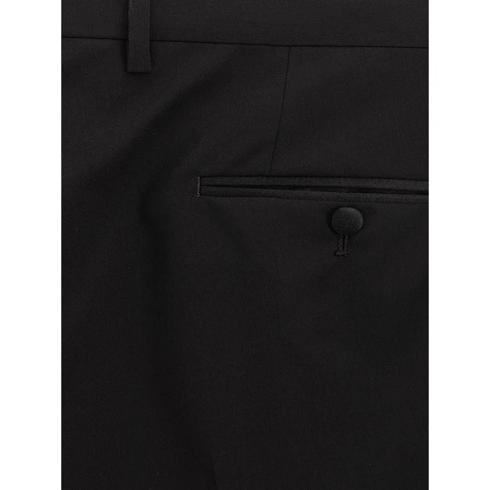 Dolce & Gabbana Sleek Black Wool Trousers for Men