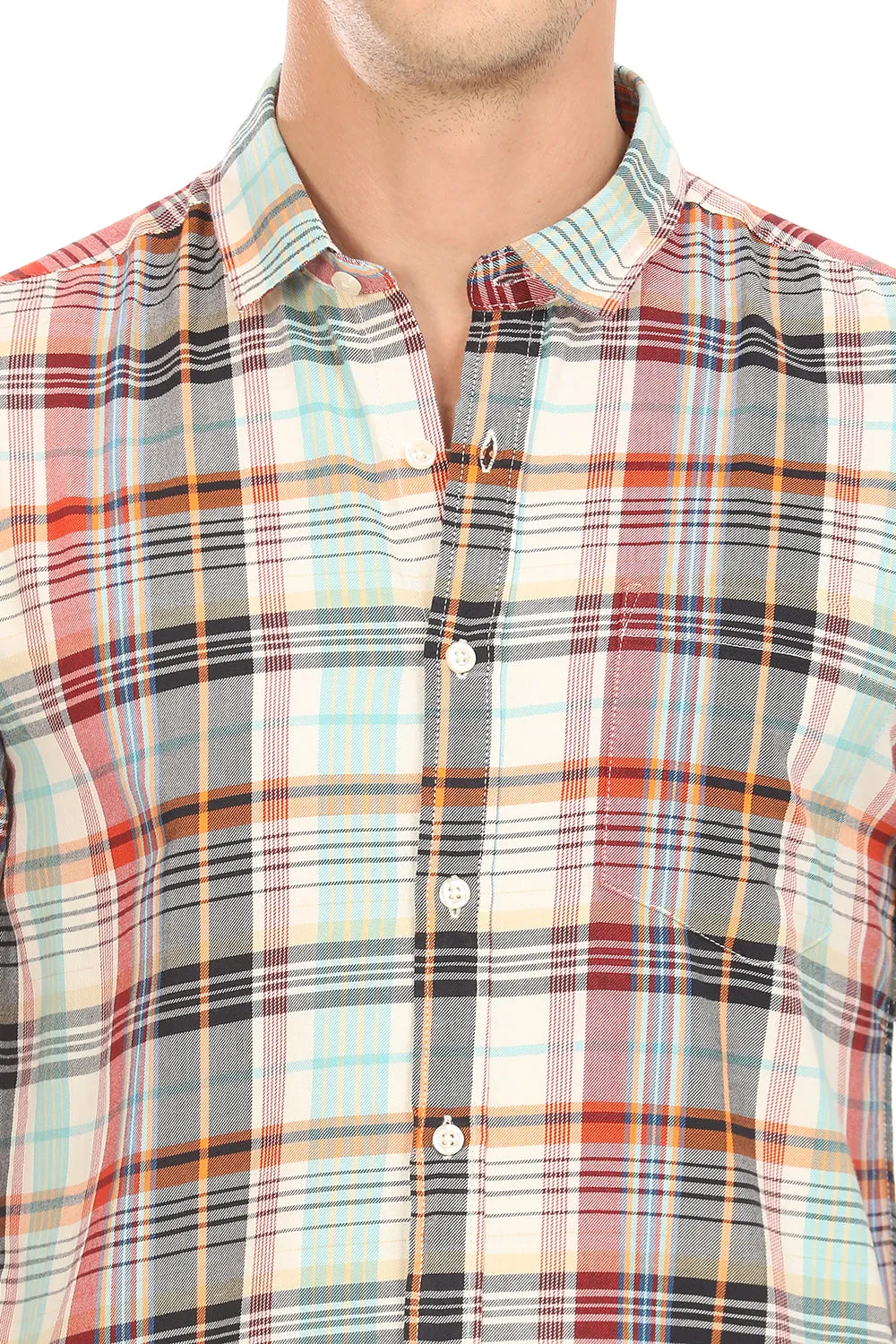 Gridline Checkered Shirt - Teal x Red