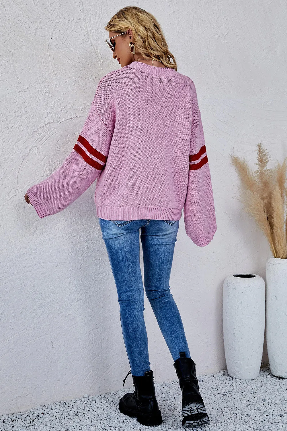 Heart Graphic Wide Sleeves Sweater