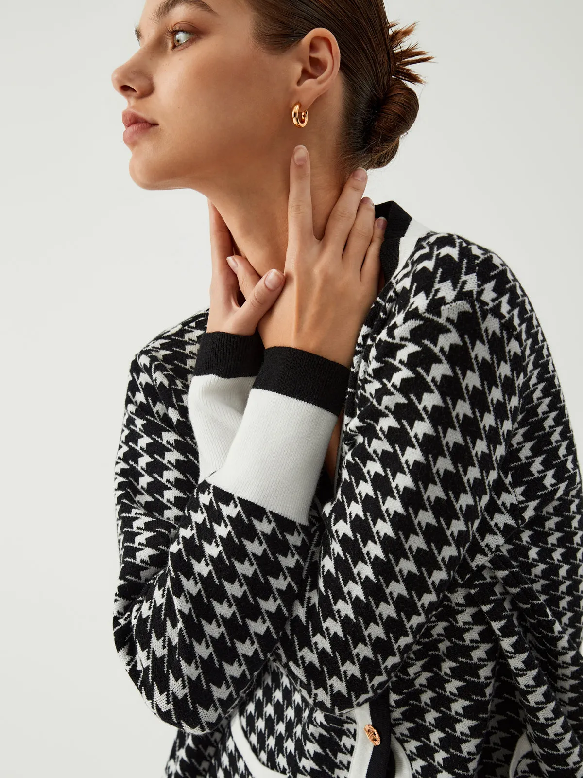 Leisure Charming Houndstooth Cardigan