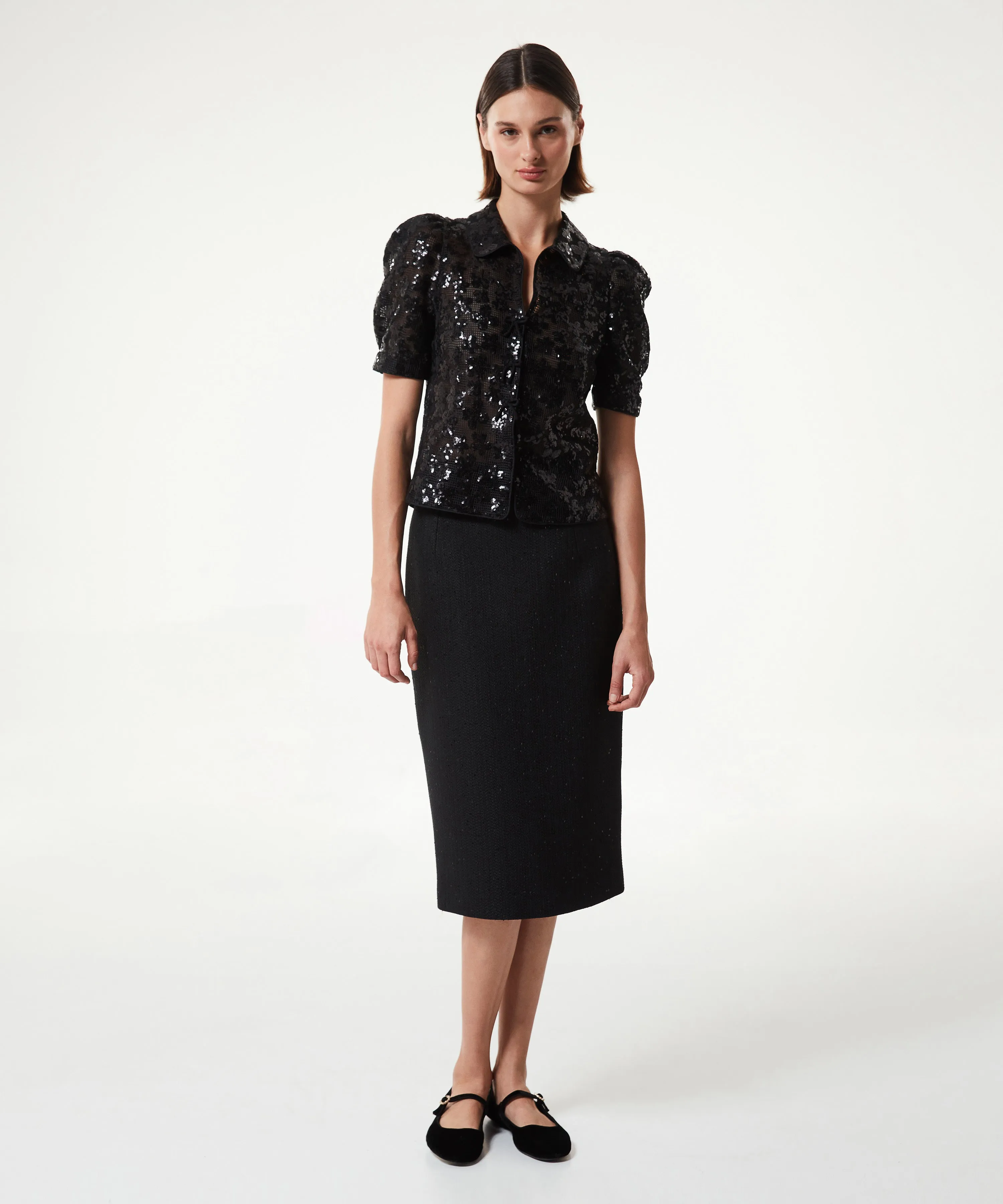 Machka Sequin Embroidered Blouse Black