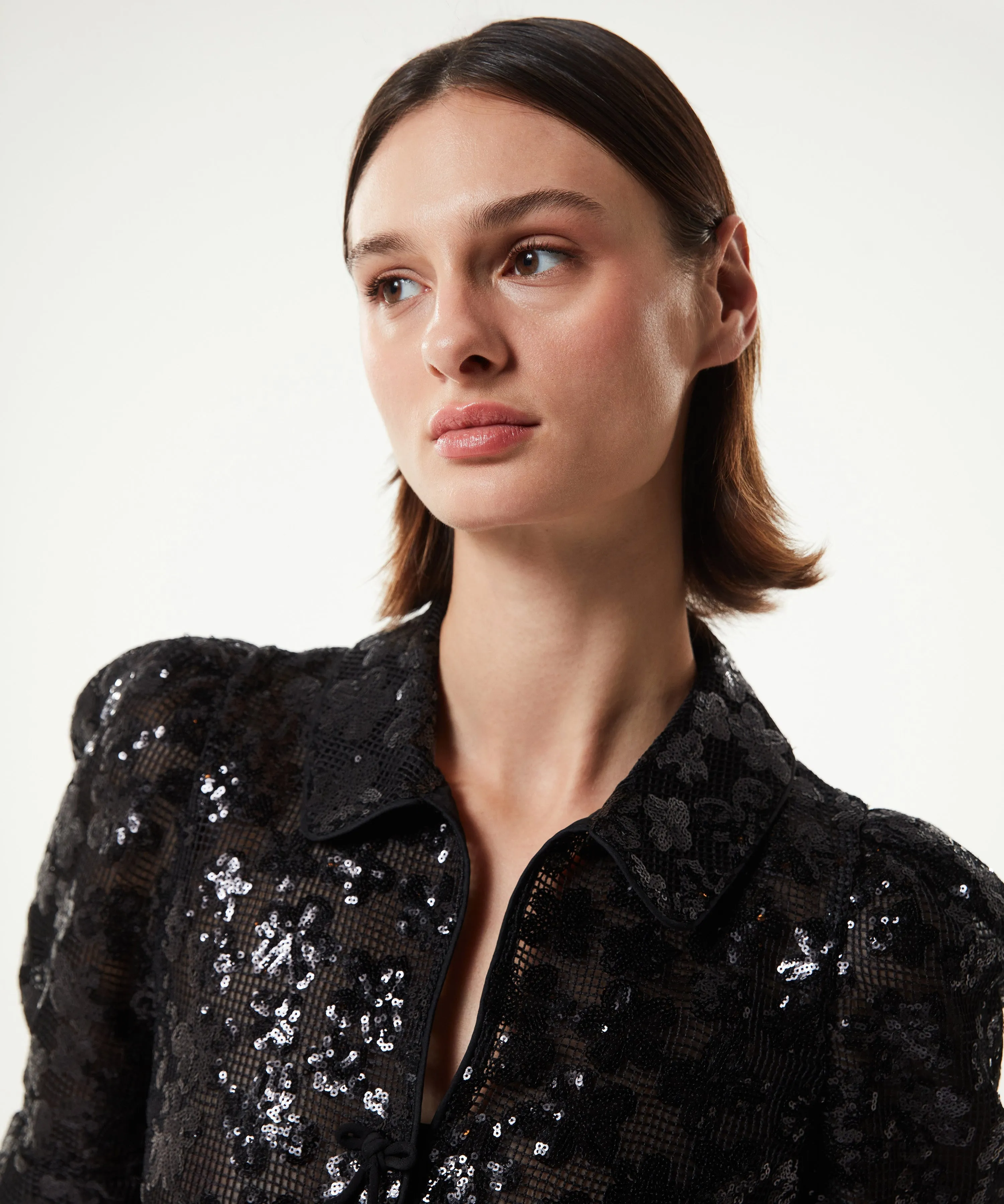 Machka Sequin Embroidered Blouse Black