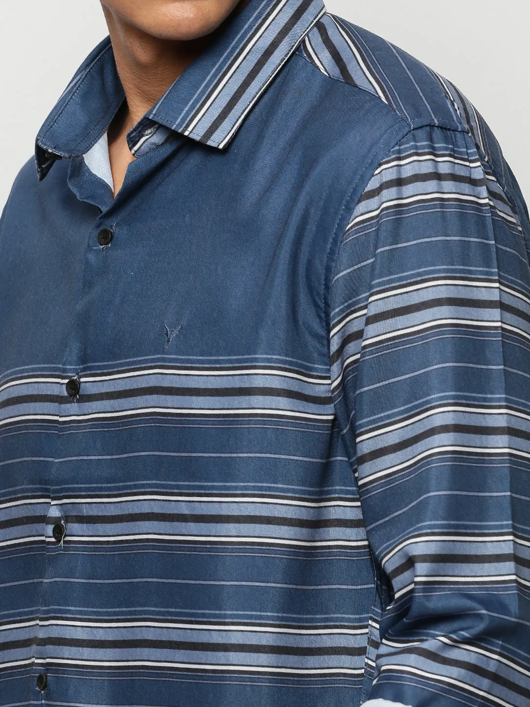 Men Blue Striped Casual Casual Shirts