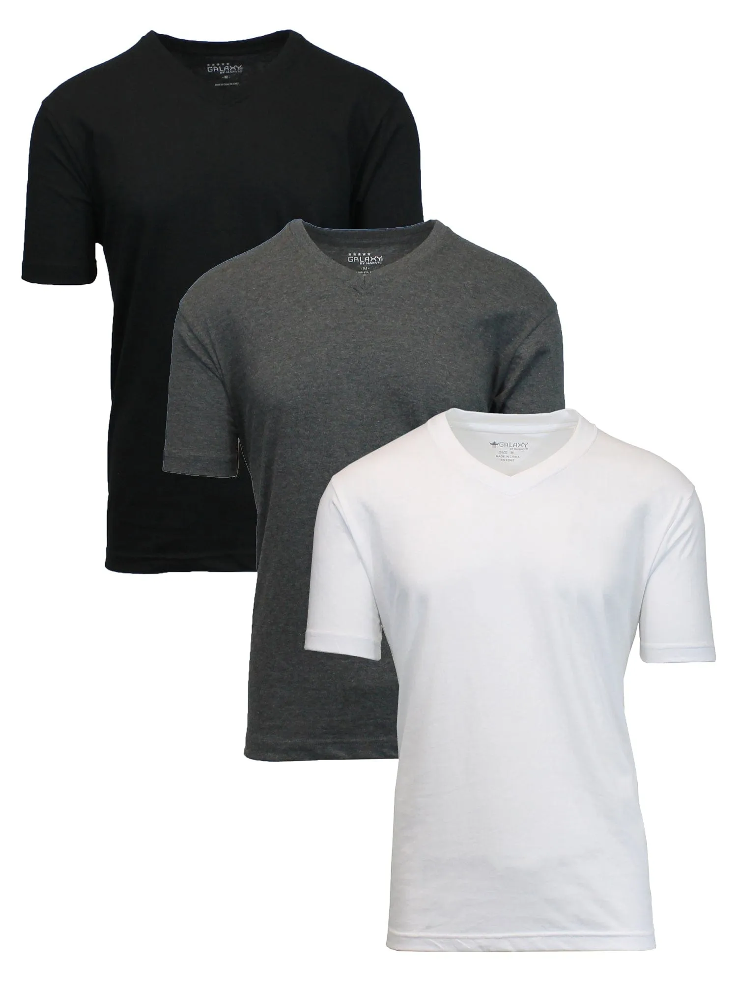 Men's (3-Pack) Short Sleeve V-Neck Modern Fit Classic Tees (S-3XL)