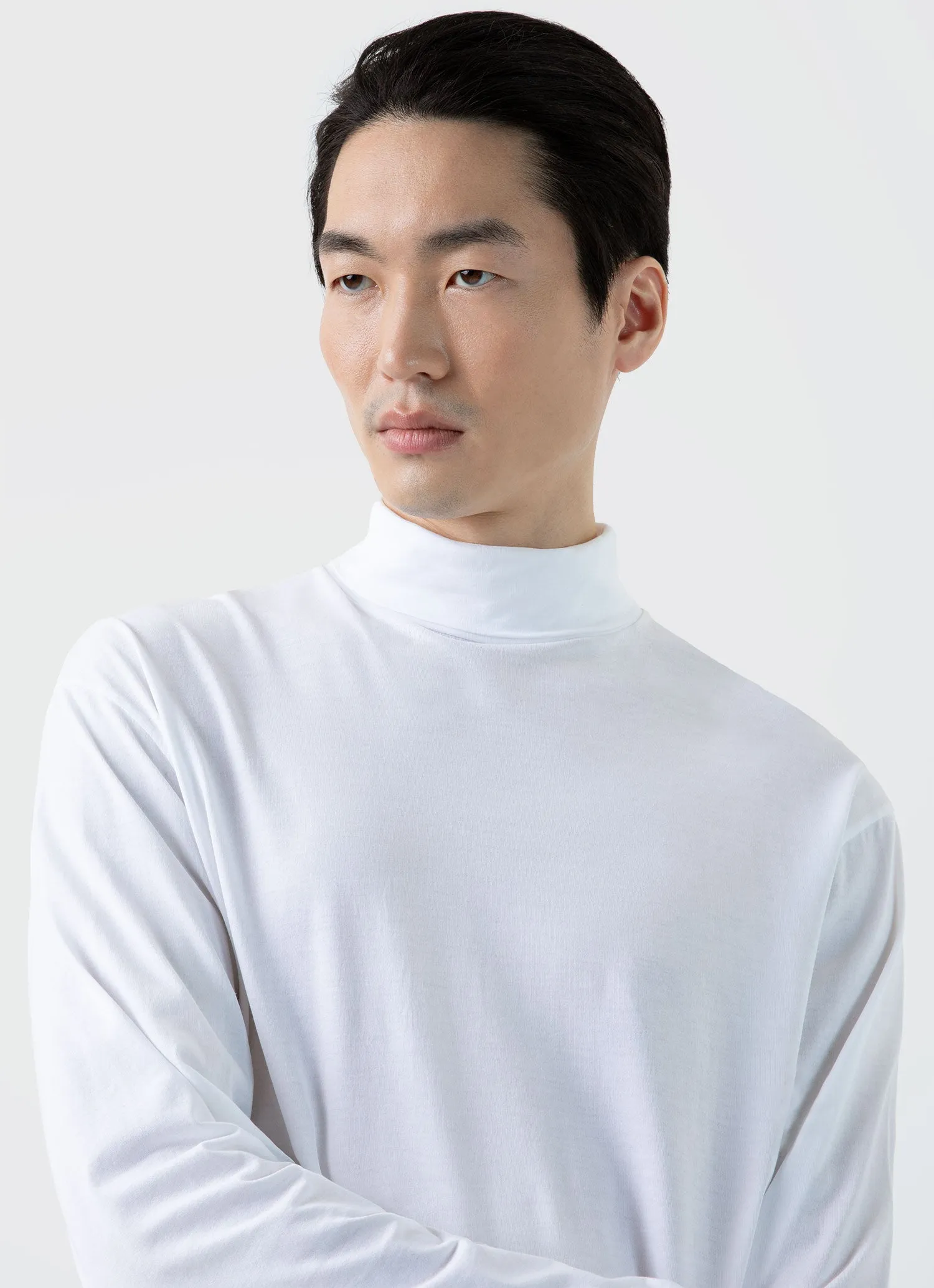 Men's Long Sleeve Roll Neck in White