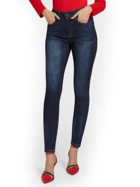 Mya Curvy Ultra High-Waisted Sculpting No-Gap Super-Skinny Ankle Jeans - Dark Blue Wash