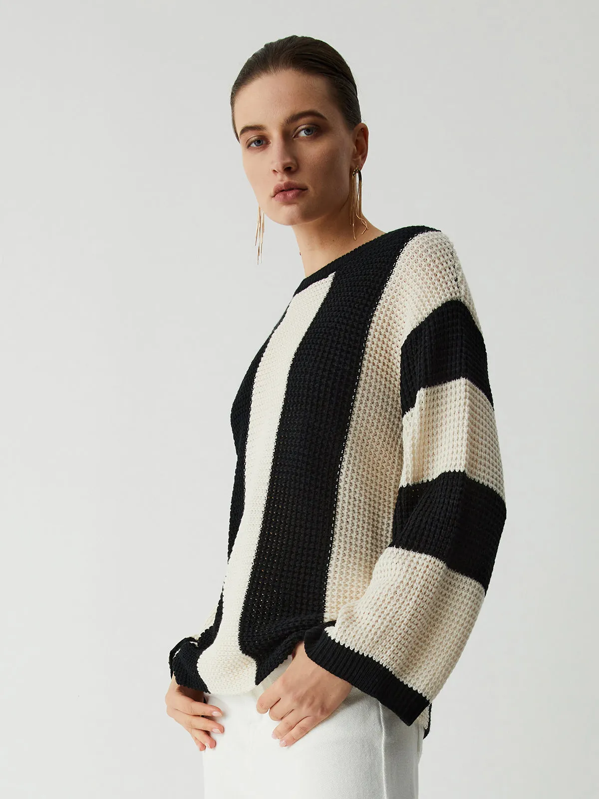 Pointelle Charming Stripe Sweater