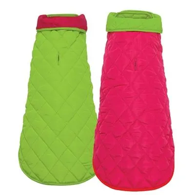 Reversible Winter Dog Coat - UpCountry Pink/Lime Diamond Quilted Coats