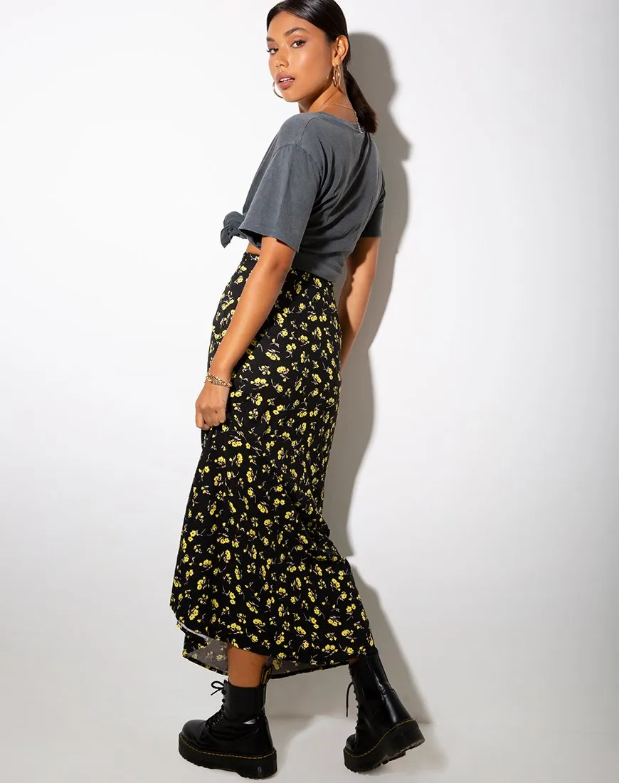 Sayan Maxi Skirt in Buttercup Black and Yellow