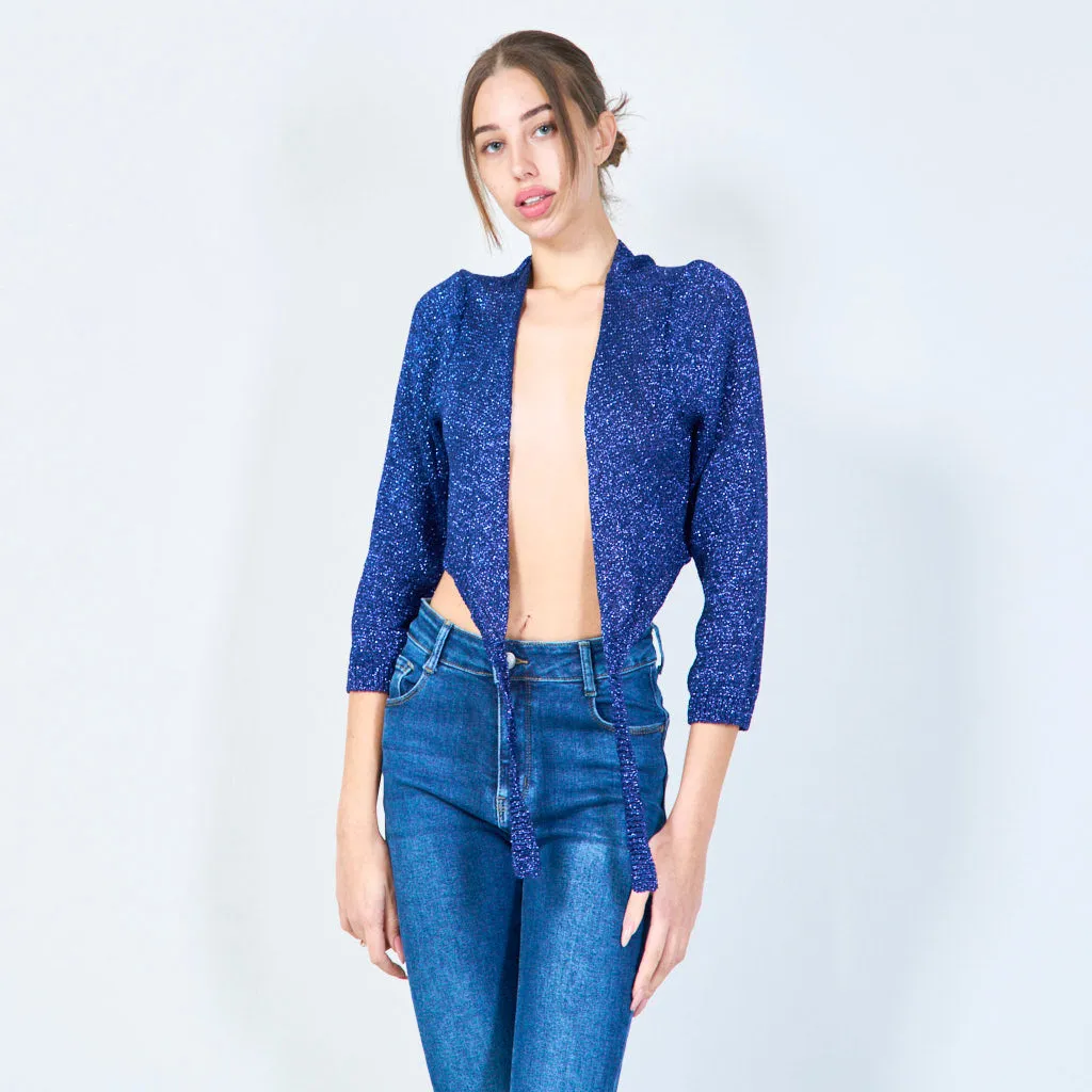 Shimmer tie-front cropped cardigan wholesale