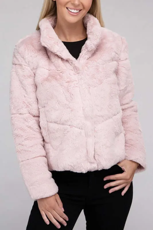 Soft Fluffy Zip-Up Sweater Jacket