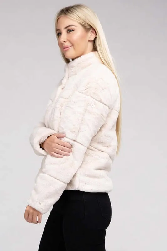 Soft Fluffy Zip-Up Sweater Jacket