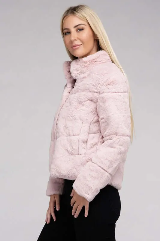 Soft Fluffy Zip-Up Sweater Jacket