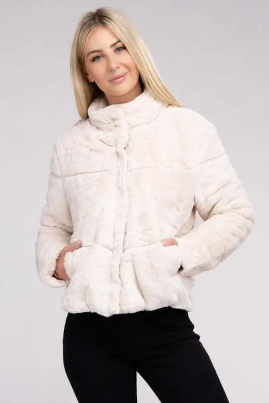 Soft Fluffy Zip-Up Sweater Jacket