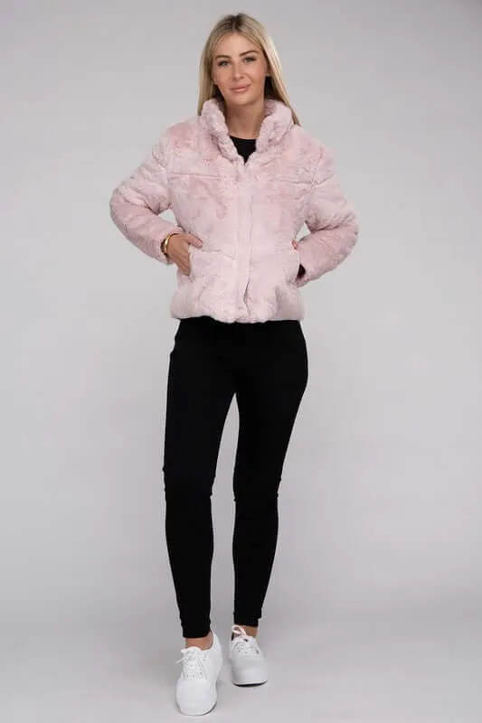 Soft Fluffy Zip-Up Sweater Jacket