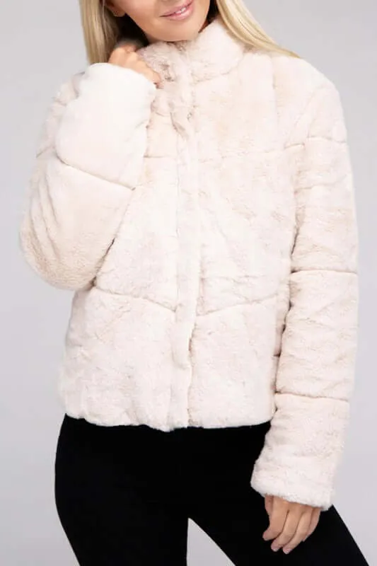 Soft Fluffy Zip-Up Sweater Jacket