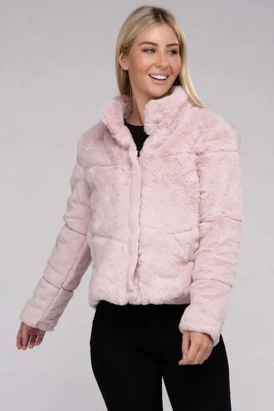 Soft Fluffy Zip-Up Sweater Jacket