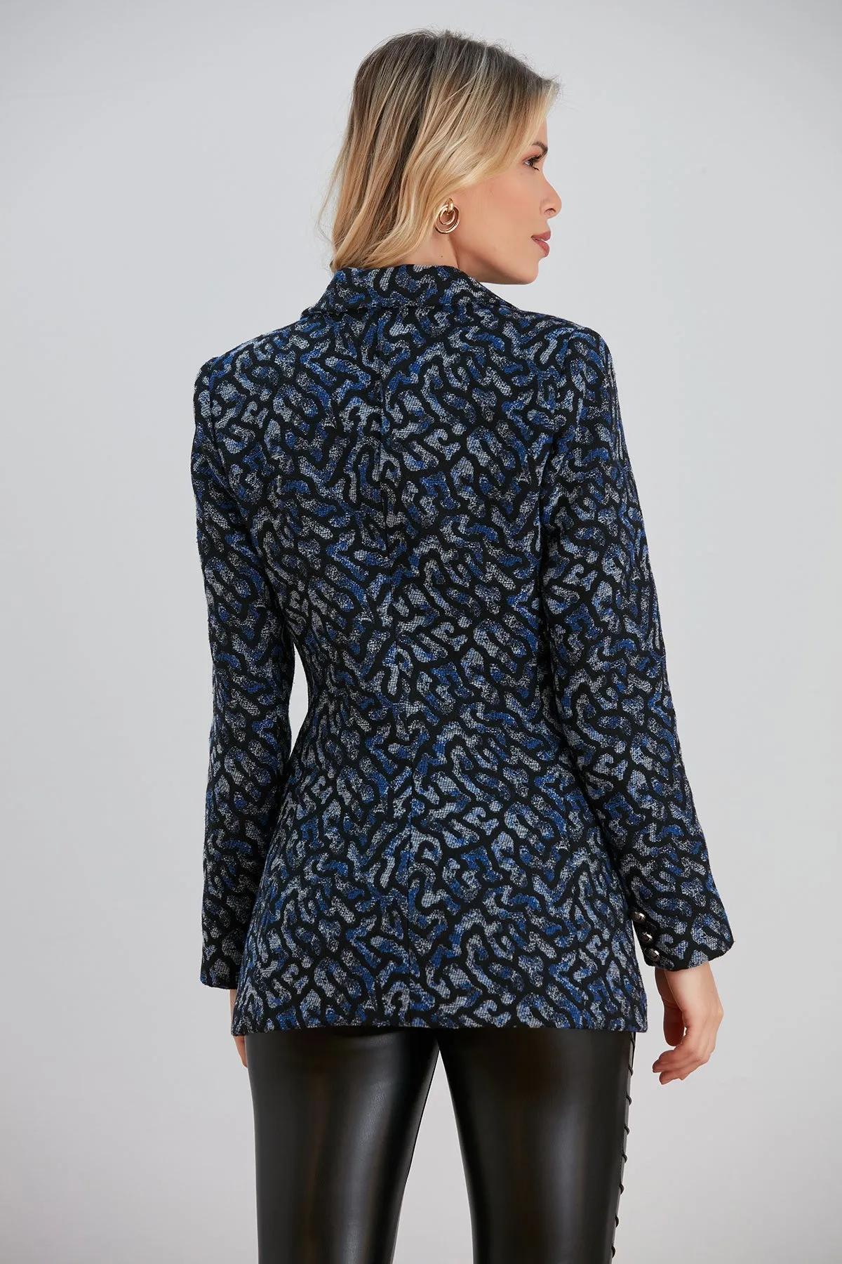 Sophisticated Jacquard Blazer in Blue