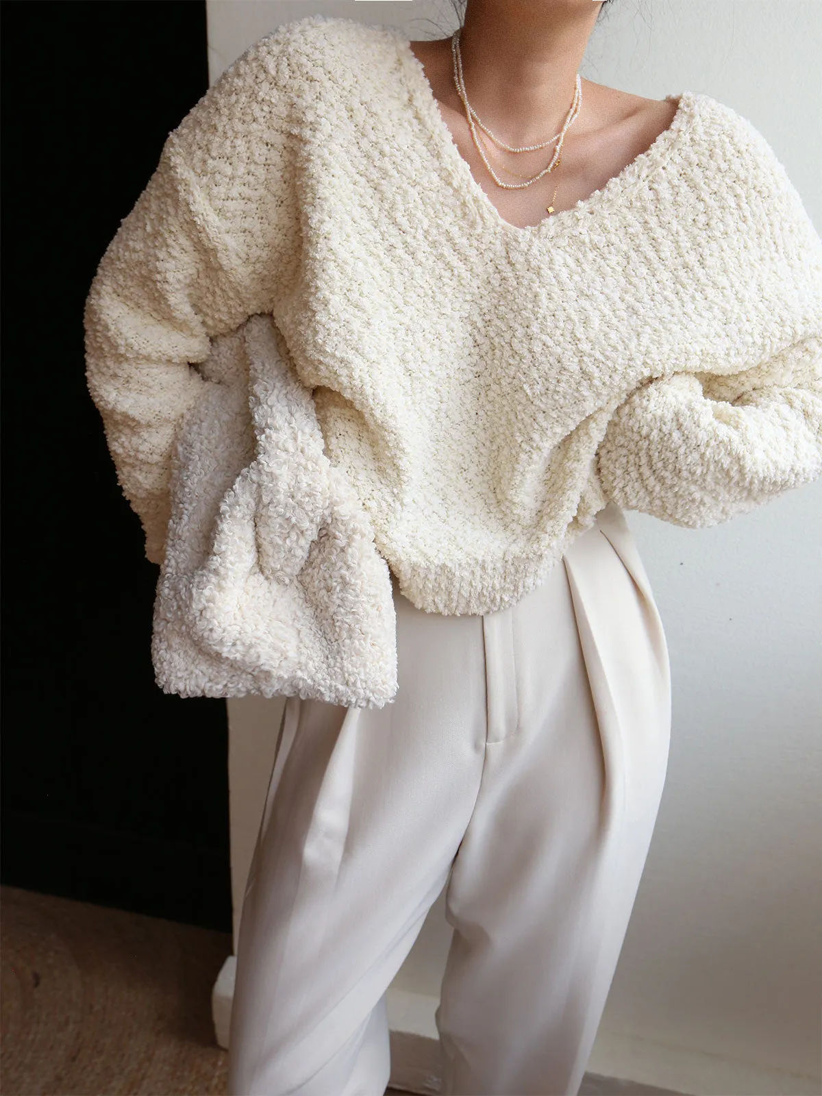 Vanilla Charming Popcorn Sweater