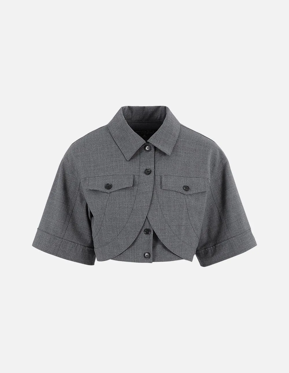 Women's Grey Short Sleeve Box Blazer