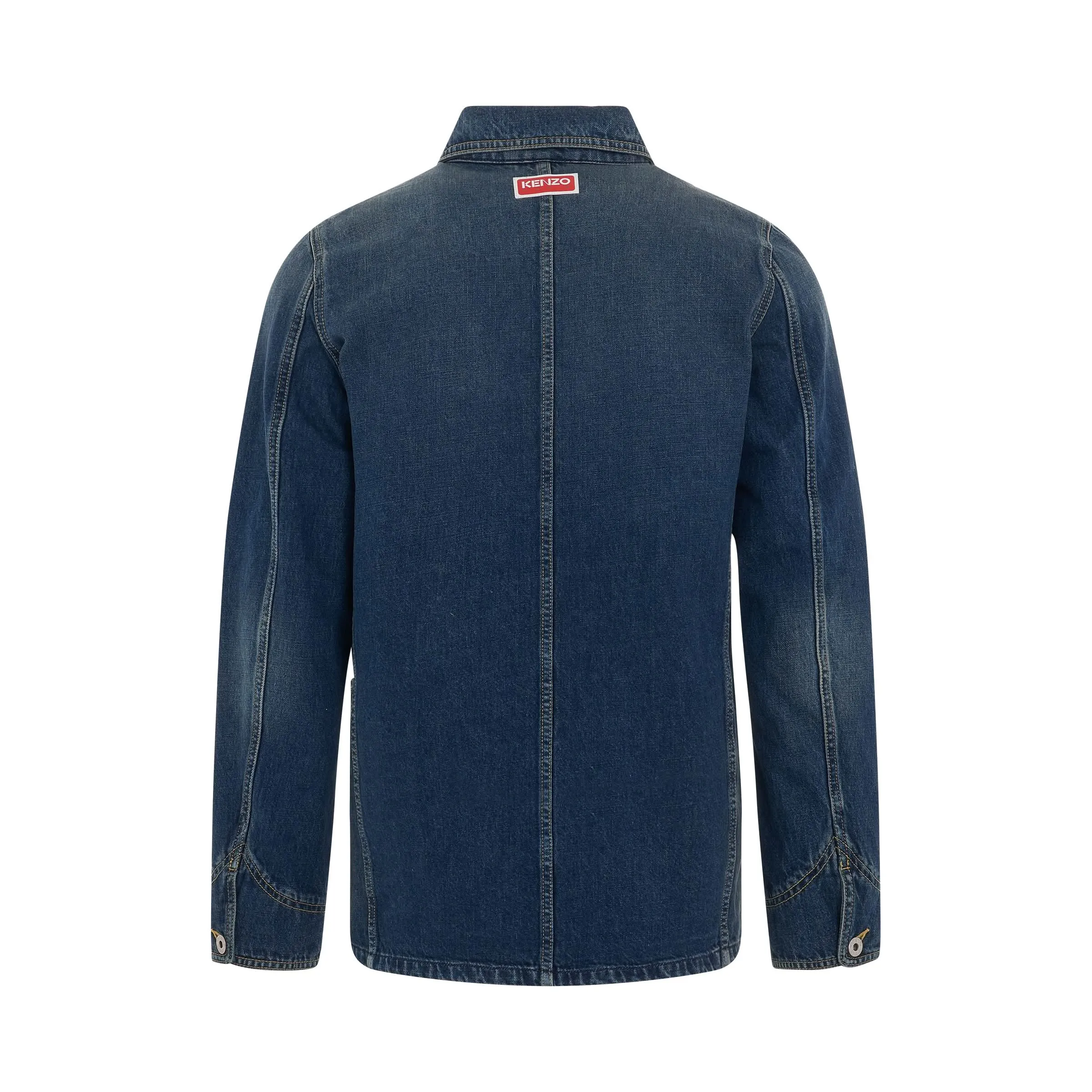 Workwear Denim Jacket in Dark Stone Blue Denim