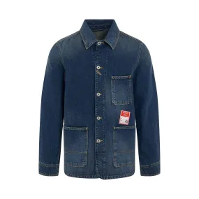 Workwear Denim Jacket in Dark Stone Blue Denim